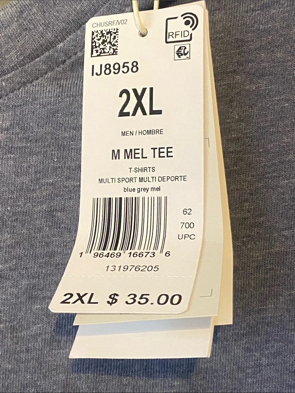 adidas Men’s Heather Navy Short-Sleeve Crew Tee 2XL NWT